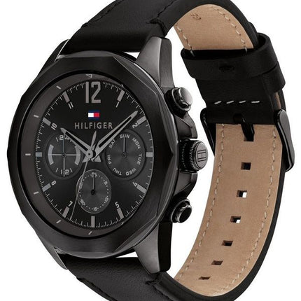 Tommy Hilfiger LARS Leather Strap Multifunction Black Dial Quartz 1792062 Mens Watch