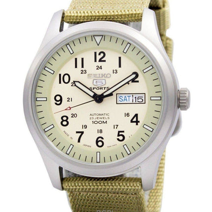 Refurbished Seiko 5 Military Stainless Steal Beige Dial Automatic SNZG07J1 100M Men's Watch