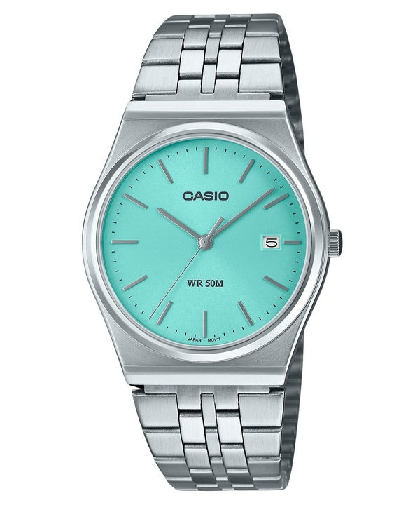 Refurbished Casio Standard Analog Stainless Steel Turquoise Dial Quartz MTP-B145D-2A1 Men's Watch