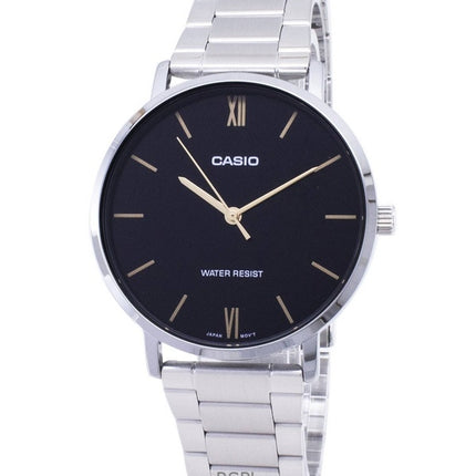 Refurbished Casio Enticer Analog Stainless Steel Black Dial Quartz MTP-VT01D-1B Men's Watch