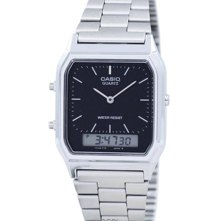 Refurbished Casio Vintage Analog Digital Stainless Steel Black Dial Quartz AQ-230A-1DHDF Unisex Watch