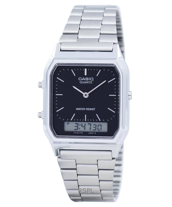 Refurbished Casio Vintage Analog Digital Stainless Steel Black Dial AQ-230A-1DHDF Unisex Watch