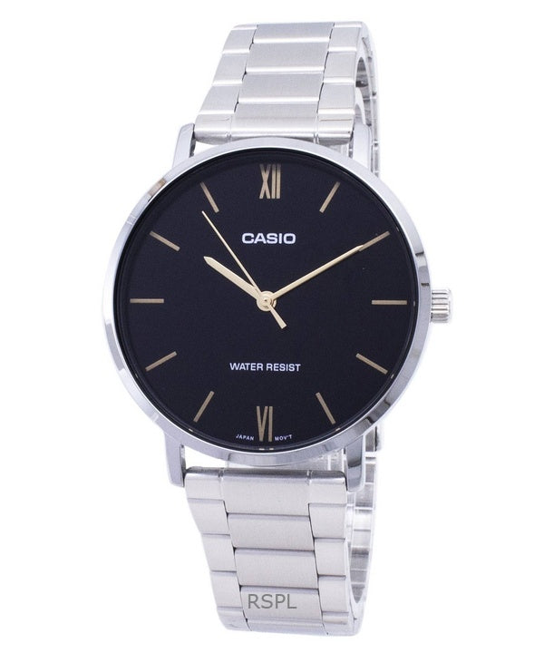 Refurbished Casio Analog Stainless Steel Black Dial Quartz MTP-VT01D-1B Men's Watch