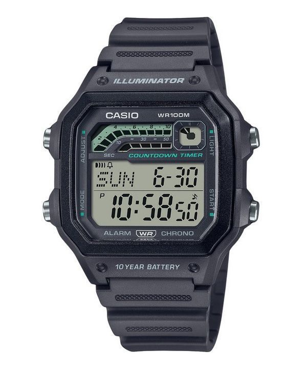 Casio Standard Digital Resin Strap Gray Quartz WS-1600H-8AV 100M Mens Watch