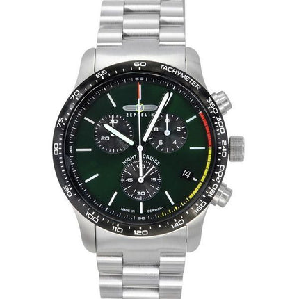 Zeppelin Night Cruise Chronograph Stainless Steel Green Dial Quartz 7288M4set 100M Men's Watch With Extra Strap