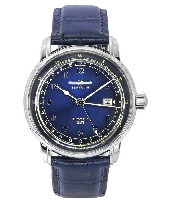 Zeppelin LZ126 Los Angeles GMT Leather Strap Blue Dial Automatic 76683 Men's Watch