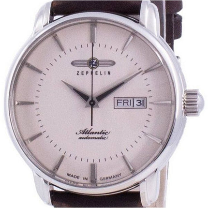 Zeppelin Atlantik Beige Dial Leather Strap Automatic 8466-5 84665 Men's Watch