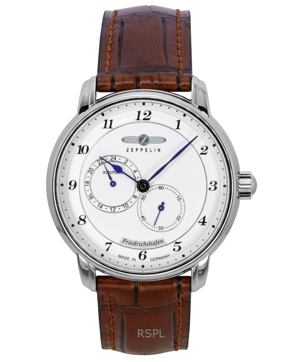 Zeppelin Friedrichshafen Leather Strap White Dial Automatic 85681 Men's Watch