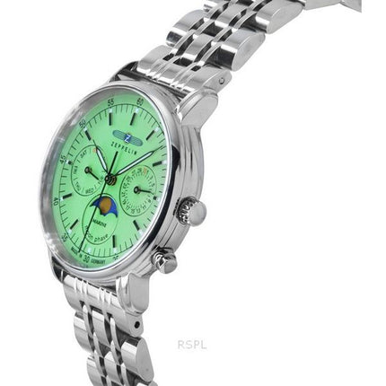 Zeppelin LZ 14 Marine Moon Phase Stainless Steel Green Dial Quartz 8637M4 Women's Watch