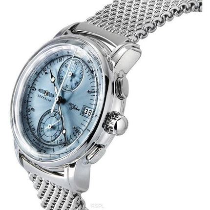 Zeppelin 100 Jahre Ed 1 Chronograph Ice Blue Dial Quartz 8670M4 Mens Watch