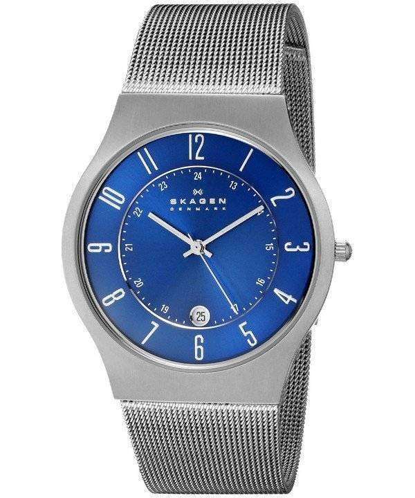 Skagen Blue Dial Titanium Case Mesh Bracelet 233XLTTN Mens Watch ...