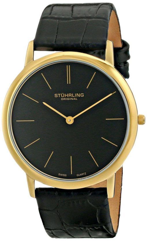 Stuhrling Original Ascot Swiss Quartz Ultra Thin Black Dial 601.33351 Mens Watch