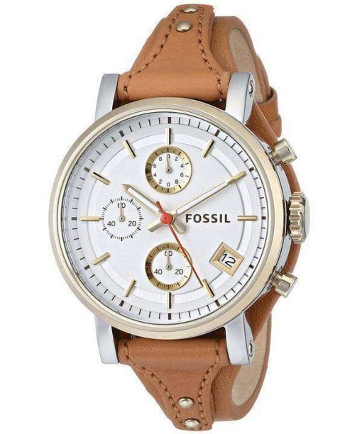 Fossil Original Boyfriend Chronograph Tan Leather Quartz ES3615 Womens Watch