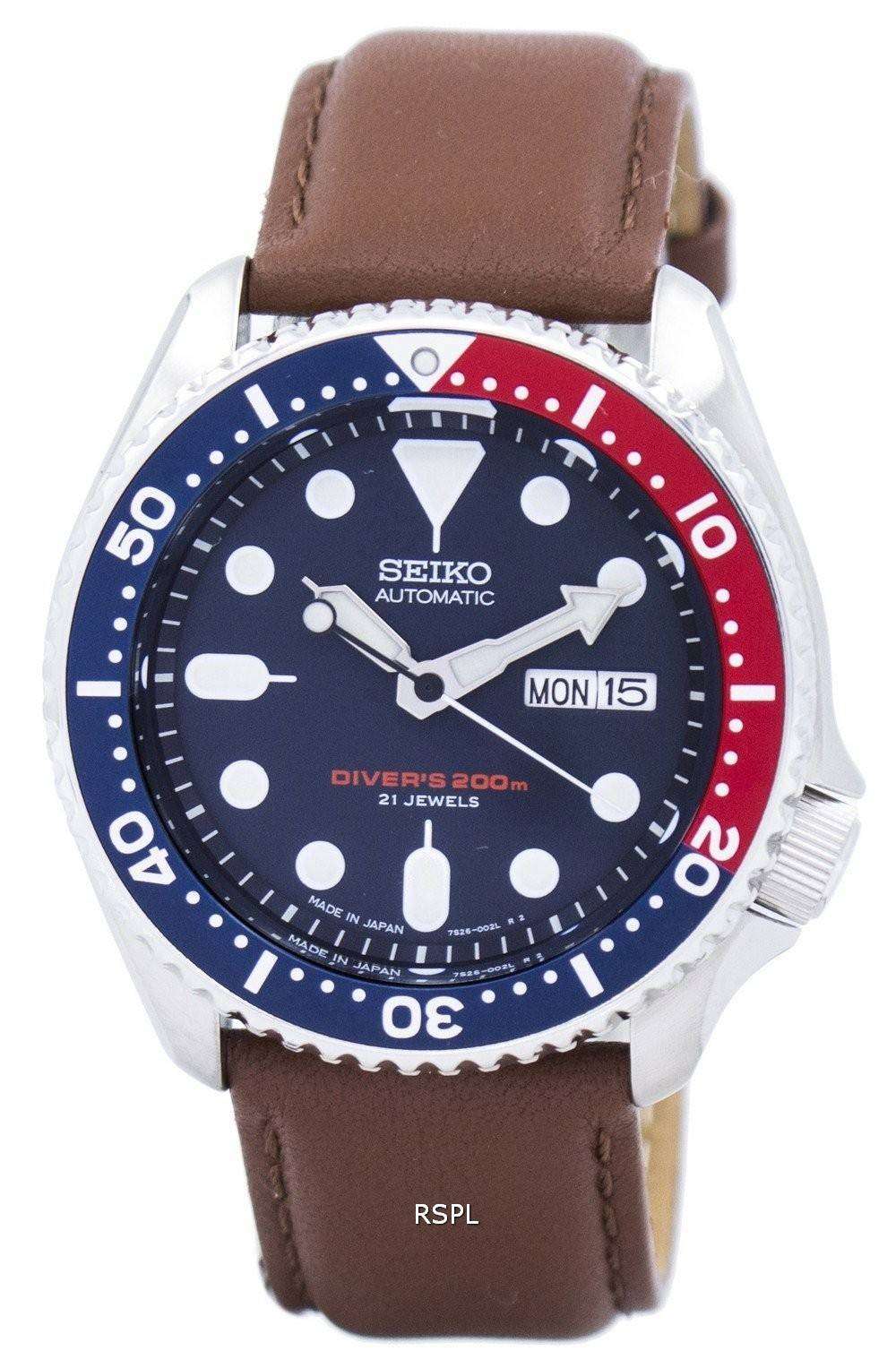 Seiko Automatic Diver S Ratio Brown Leather Skx J Ls M Men S Watch Zetawatches