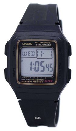 Casio Digital 5 Alarms Dual Time Illuminator F-201WA-9ADF F-201WA-9A Mens Watch