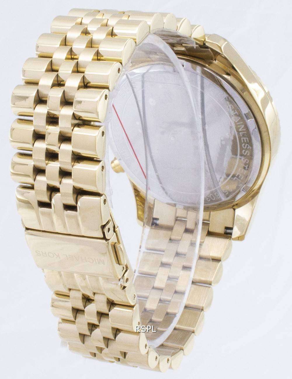 - Gold-tone ZetaWatches Men\'s Dial MK8286 Lexington Michael Black Chronograph Watch Kors