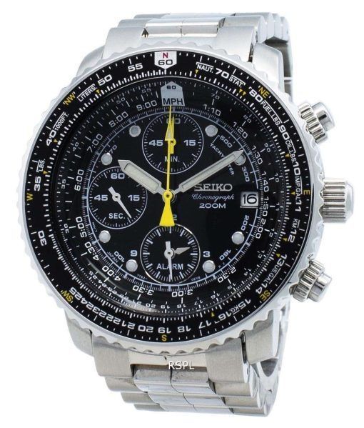 Refurbished Seiko Chronograph SNA411 SNA411P1 SNA411P Pilot's Flight Alarm 200M Men's Watch