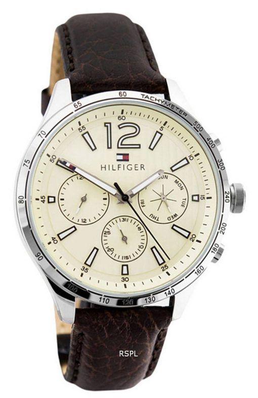 Tommy Hilfiger Gavin Beige Dial Leather Strap Quartz 1791467 Mens Watch