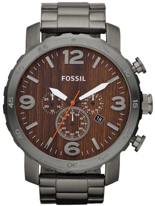 Fossil Nate Chronograph Quartz Smoke Stainless Steel JR1355 Mens Watch