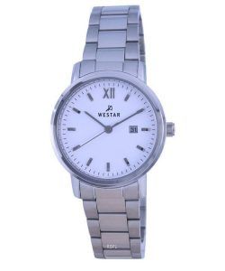 Westar White Dial Stainless Steel Quartz 40245 STN 101 Womens Watch