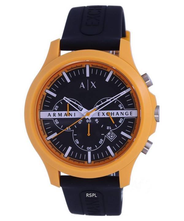 Armani Exchange Silicon Mens Dial - Black ZetaWatches Quartz Chronograph Hampton AX2438 Watch