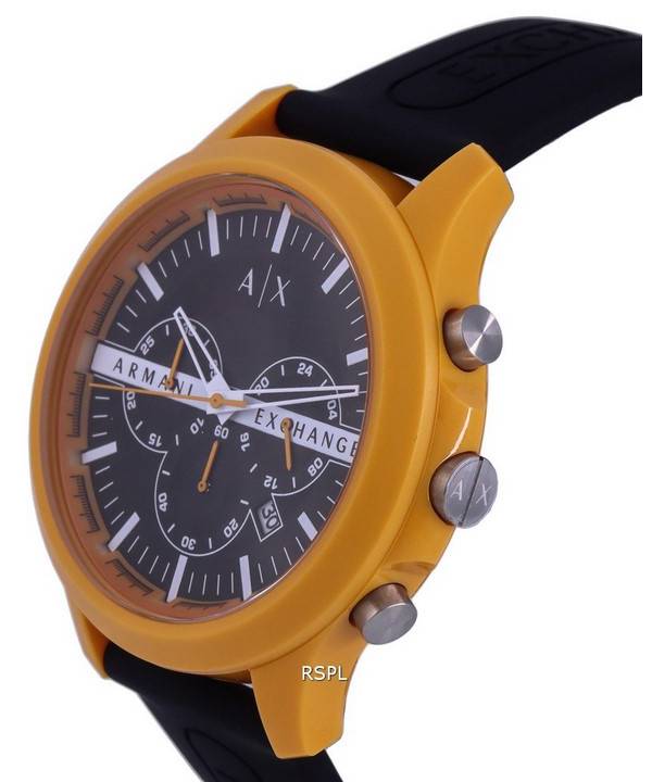 Quartz ZetaWatches Chronograph Exchange Black Armani Silicon AX2438 Hampton Dial Watch Mens -