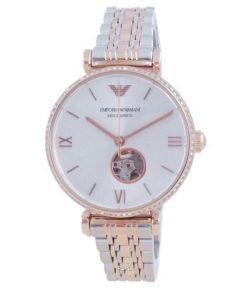 Emporio Armani Gianni T-Bar Open Heart Two Tone Stainless Steel Automatic AR60019 Unisex Watch