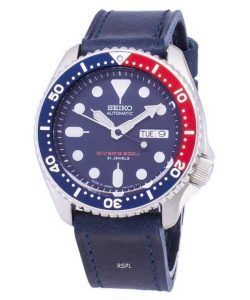 Seiko Automatic SKX009J1-LS13 Diver's 200M Dark Blue Leather Strap Men's Watch