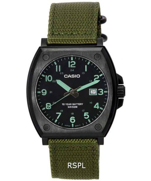 Casio Enticer Standard Analog Green Khaki Cloth Strap Quartz MTP-E715C-3A MTPE715C-3 Mens Watch