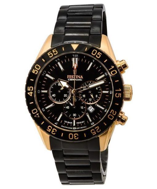 Festina Ceramic Chronograph Black Dial Quartz 20578-1 100M Men's Watch