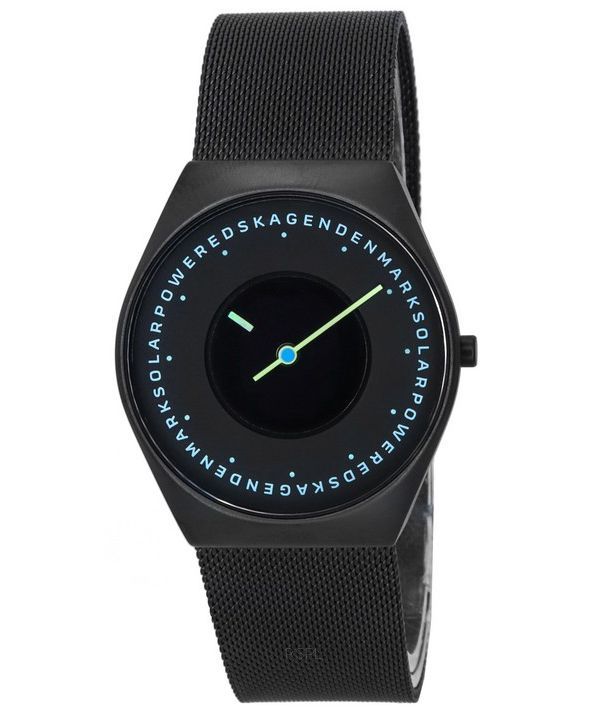 Skagen Grenen Solar Halo Midnight Stainless Steel Mesh Black Dial