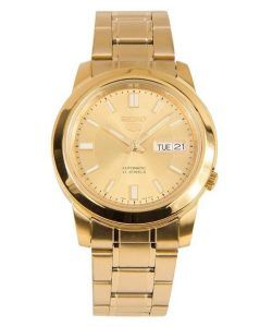 Seiko 5 Gold Tone Stainless Steel Gold Dial 21 Jewels Automatic SNKK20K1 Mens Watch