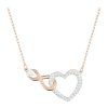 Swarovski Infinity Rose Gold Plated Heart Necklace 5518865 For Women