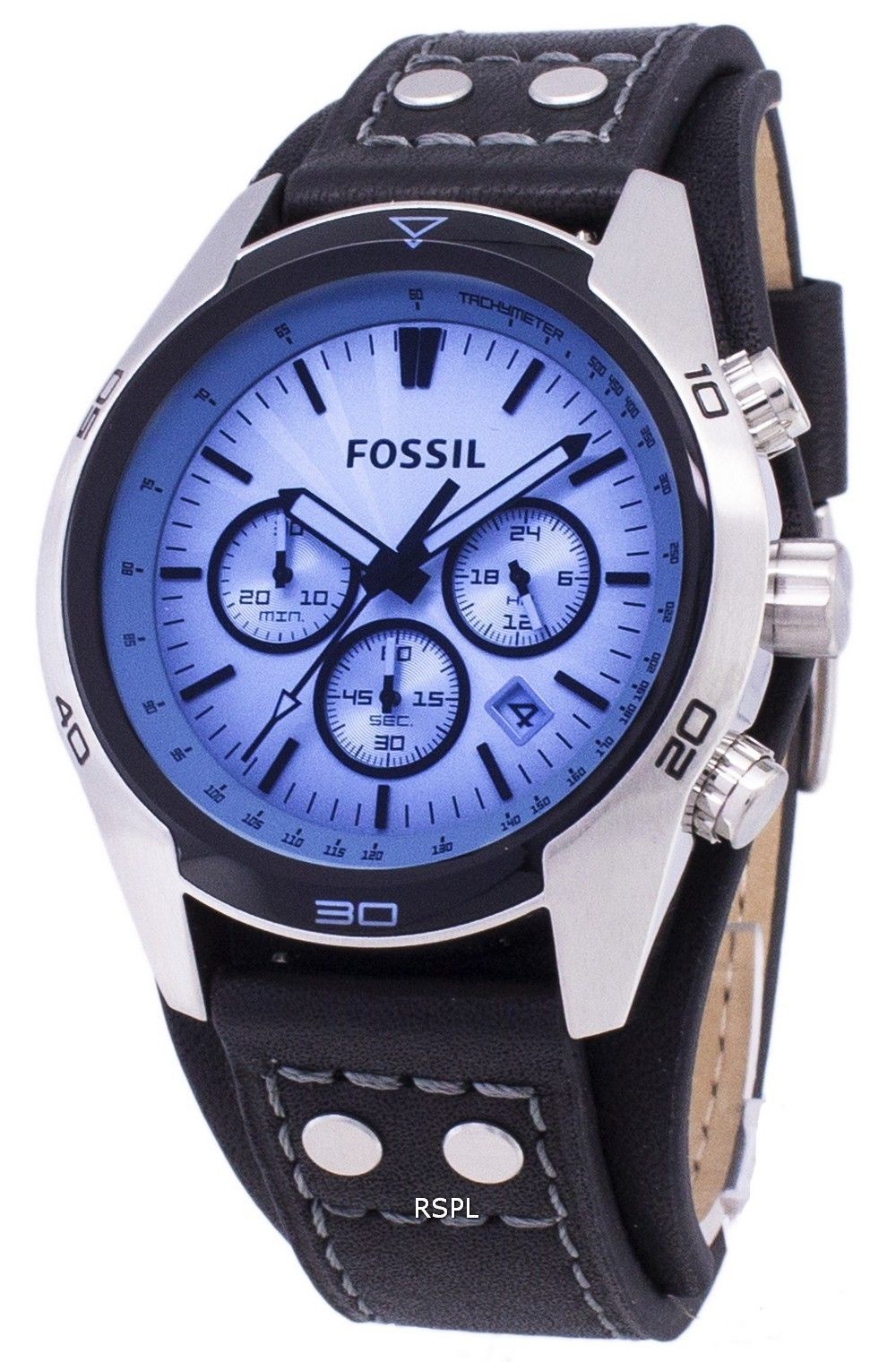 Fossil Coachman Chronograph Black Leather CH2564 - Watch ZetaWatches Mens