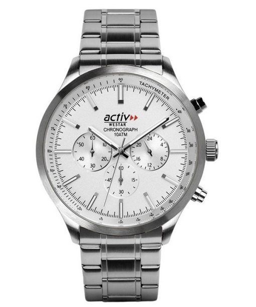 Westar Activ Chronograph Stainless Steel Silver Dial Quartz 90244STN107 100M Men's Watch