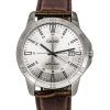 Casio Standard Analog Brown Leather Strap Silver Dial Quartz MTP-V004L-7C Mens Watch