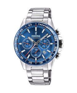 Festina Timeless Chronograph Stainless Steel Blue Dial Quartz F20560-3 100M Mens Watch