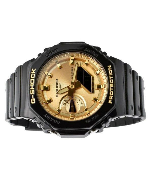 Black And Analog Mens 2100GB-1A Color G-Shock - Casio Quartz 200M ZetaWatches Watch Resin Digital Gold Strap GA-