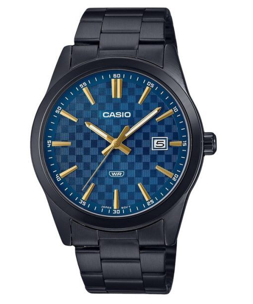 Casio Standard Analog Black Ion Plated Stainless Steel Blue Dial Quartz MTP-VD03B-2A Men's Watch