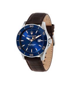 Maserati Competizione Leather Strap Blue Dial Quartz R8851100004 100M Men's Watch