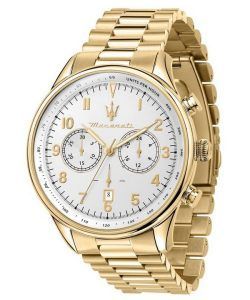 Maserati Tradizione Gold Tone Chronograph White Dial Quartz R8873646003 100M Mens Watch