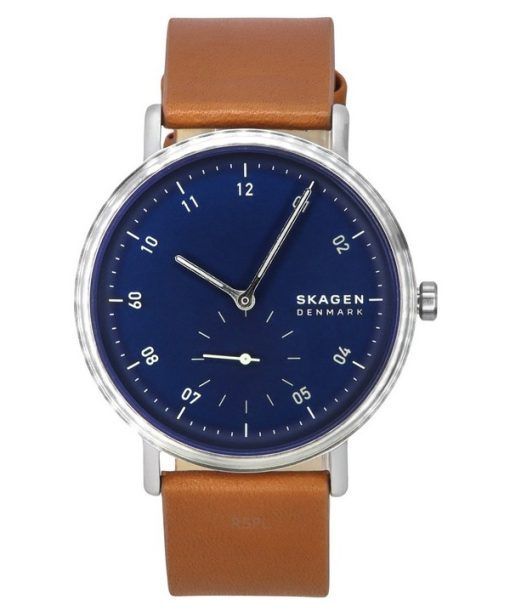 Skagen Kuppel Brown Leather Strap Blue Dial Quartz SKW6888 Men's Watch