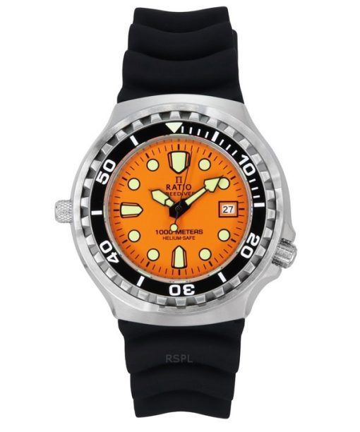 Ratio FreeDiver Version 02 Helium Safe 1000M Sapphire Quartz Orange Dial 1038EF102V-ORG-V02 Men's Watch