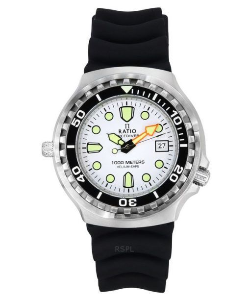 Ratio FreeDiver Version 02 Helium Safe 1000M Sapphire Quartz White Dial 1038EF102V-WHT-V02 Men's Watch