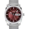 Fossil Machine Stainless Steel Burgundy Dial Quartz FS6014 Men's Watch