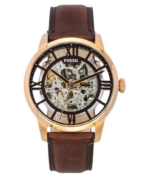 Fossil Townsman Leather Strap Brown Skeleton Dial Automatic ME3259 Men's Watch