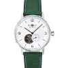 Zeppelin LZ129 Hindenburg Green Leather Strap Open Heart White Dial Automatic 80661N Men's Watch