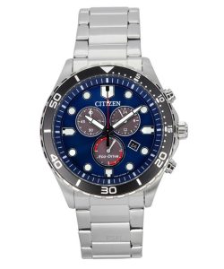Citizen Sporty-Aqua Chronograph Stainless Steel Blue Dial Eco-Drive AT2560-84L 100M Men's Watch