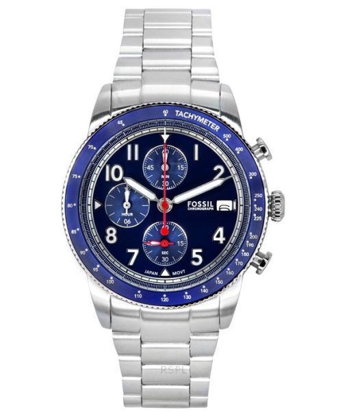 Fossil Sport Tourer Chronograph Stainless Steel Blue Dial Quartz FS6047 Men's Watch