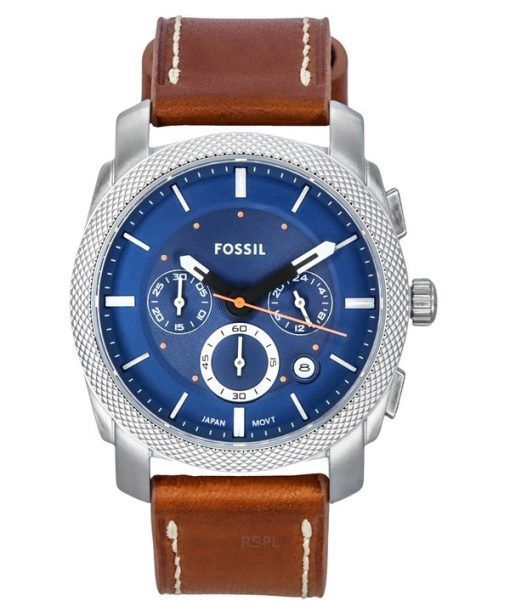 Fossil Machine Chronograph Leather Strap Blue Dial Quartz FS6059 Men's Watch